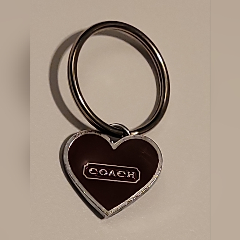 Coach Brown Heart Keychain